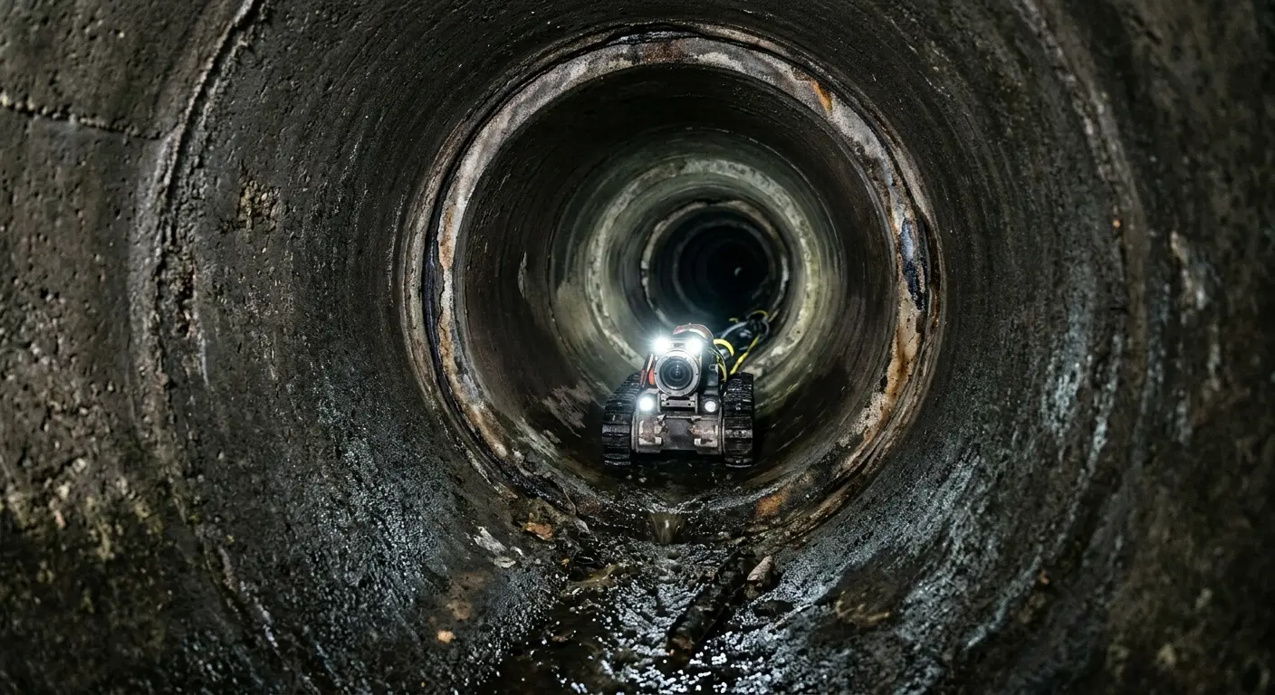 Robotic sewer camera inspecting pipe interior for Sewer Line Repair in Fussels Corner
